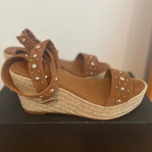 NWT Maje Studded suede espadrille wedge sandals
